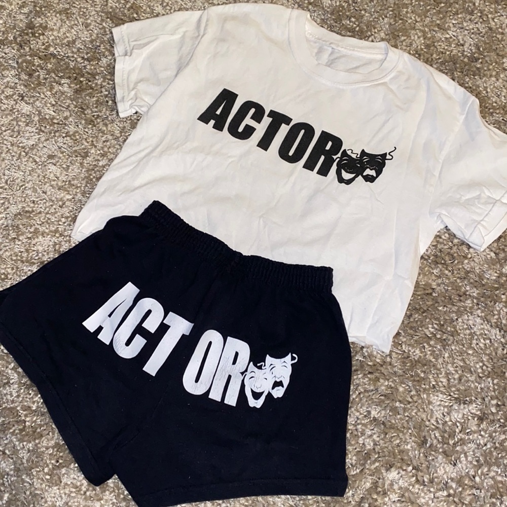 ACTOR White Crop Top and Black Shorts size XS
